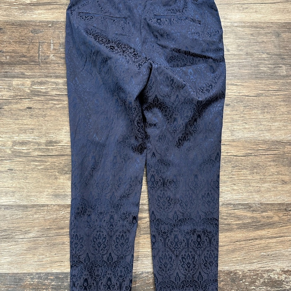 White House Black Market Blue Dress Pants with Intricate Lace Detail